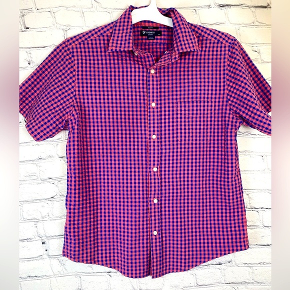 Daniel Cremieux Purple & Coral Buffalo Plaid Button Down Dress Shirt size Large - Picture 1 of 7